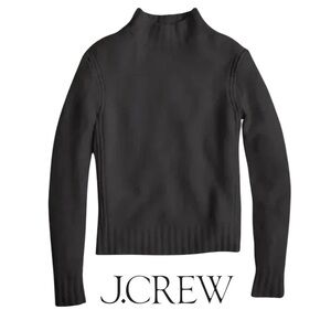 J.Crew Black Merino Alpaca Blend Ribbed Mock Neck Sweater Preppy Cabincore Sz XS